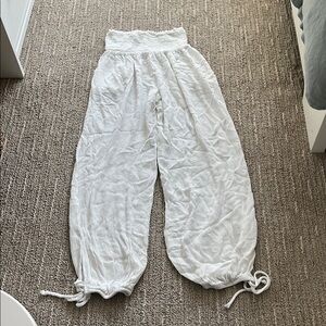 Women’s White Smocked Waist Harem Pants